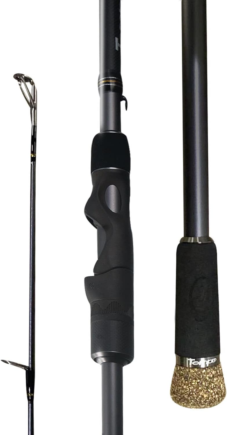 Tempo Sphera Spinning Rod, Sensitive One Piece/2 Piece Graphite Fishing Rod with Fuji Reel Seat, Durable Stainless Steel Guides with SiC Inserts Spinning Fishing Rod for Saltwater Freshwater Fishing 6'6"-medium-fast-2 Pcs