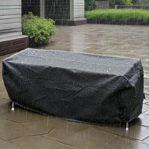 AJALGZ Funda Mesa Jardin Impermeable 90x50cm Funda Exterior Muebles Jardin Rectangular Tela Oxford 420D Fundas Protectora para Muebles de Jardin Anti Viento Negro-90x50x45cm/Largo x Ancho x Alto