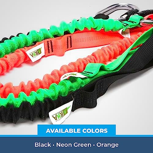 RNA Cordão de motosserra Double Raider com mosquetões - Cabo elástico embutido verde neon resistente