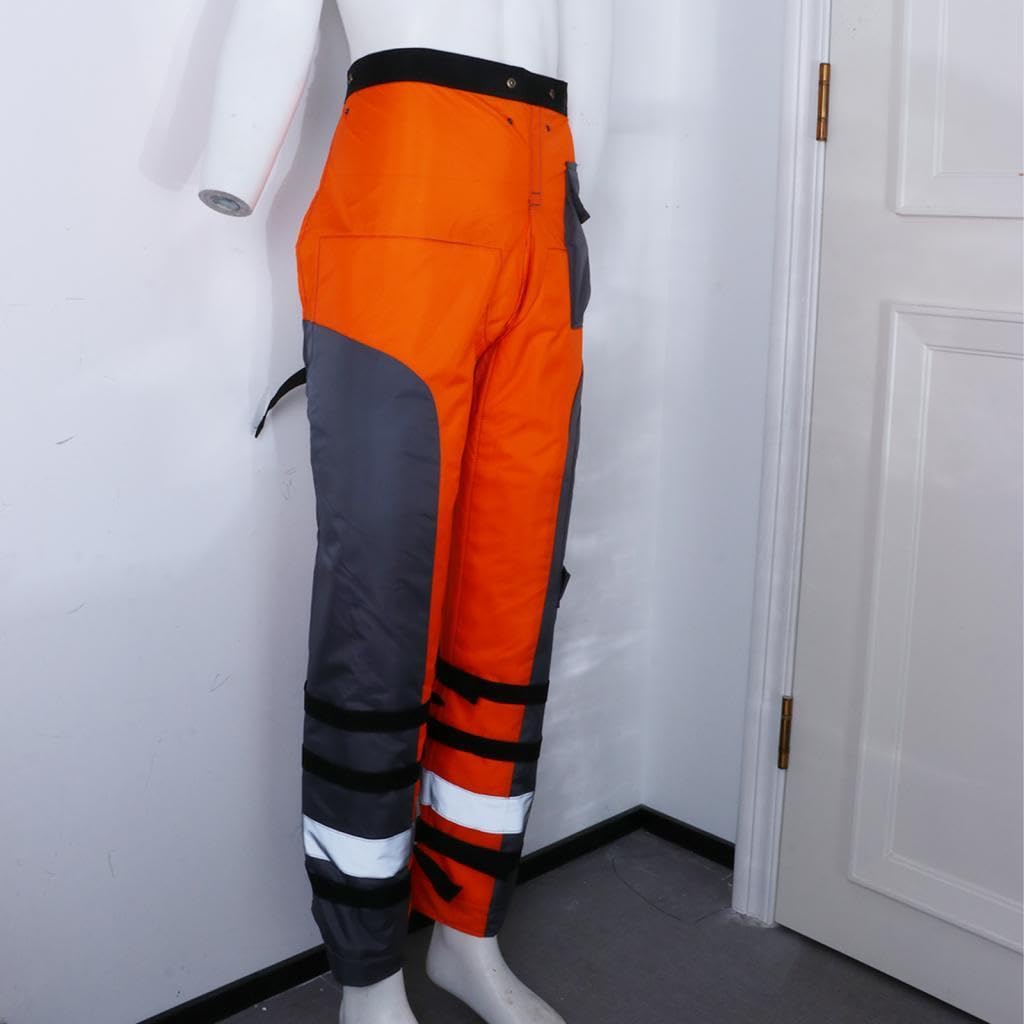 Pantaloni Antitaglio per Motosega, Arancioni, con Vita Regolabile, Equipaggiamento di Multifunzionale a 9 Strati per Motosega, M