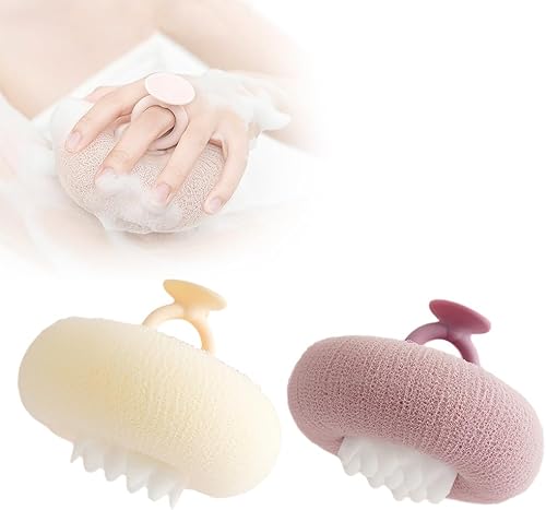 Miniatura 9 de Bola de baño con ventosa de girasol súper suave, bola de baño de girasol 2 en 1 mejorada 2 en 1, cepillo de limpieza de esponja de baño, esponja de