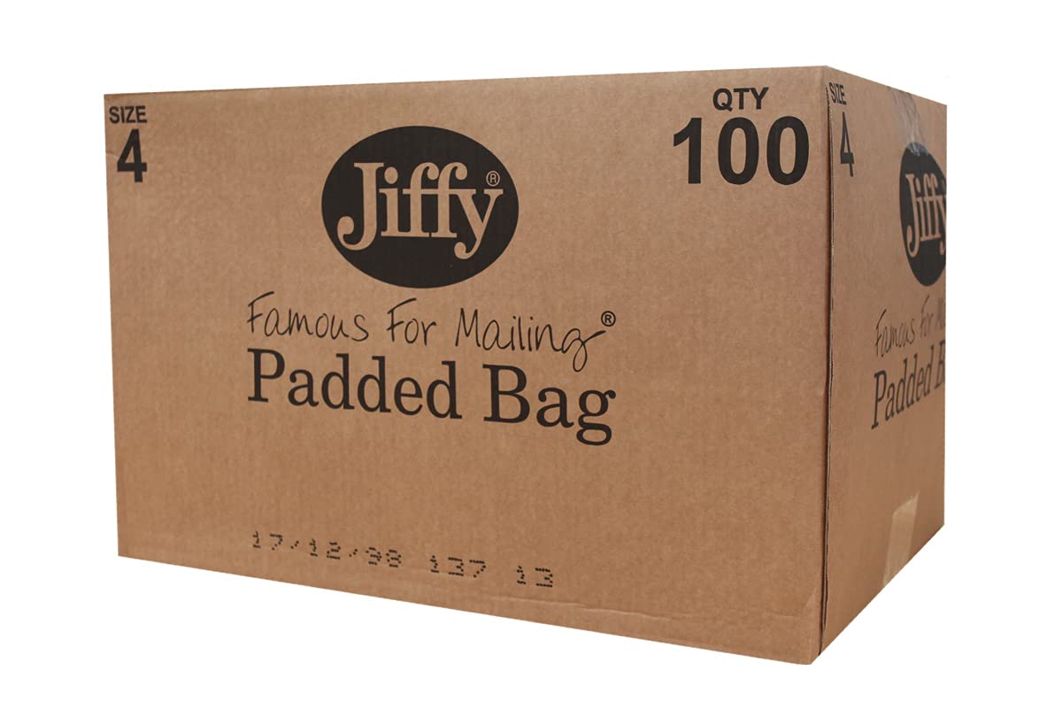 100 bolsas acolchadas Jiffy verdes, tamaño 4 – 225 x 343 mm (22,2 x 34,3 cm) – Embalaje y embalaje ecológicos – Libre de plástico, reciclable, biodegradable, compostable (100)