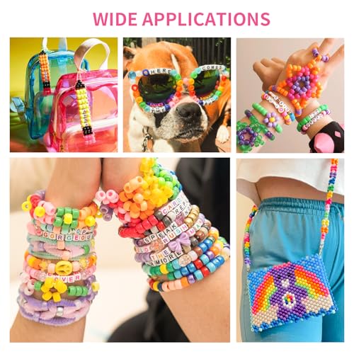 1200+pcs Pony Beads 9mm Kandi Beads for Bracelets, Hair Beads for Braids Plastic Colorful Beads Bulk Acrylic Assorted Beads for Crafts Keychains Jewelry Friendship Bracelet Kit3