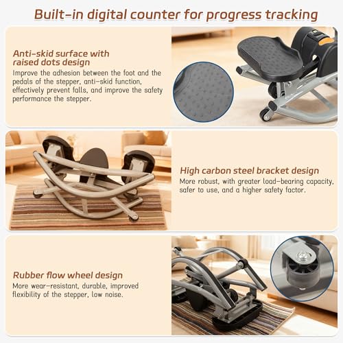 EMESAK Rocking Stepper Side to Side, Portable Compact Lateral Motion Steppers, Track Time, Calories with Digital Display, for Legs, Glutes, Abs for Women Men