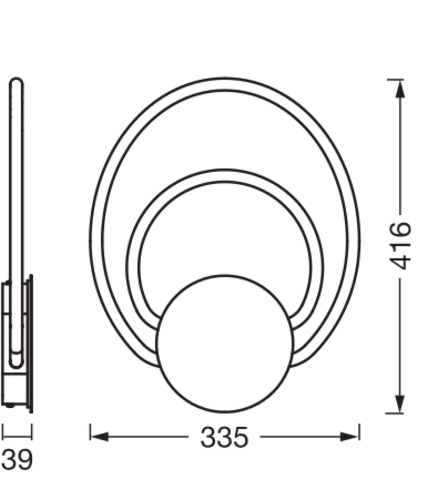 Osram Decor Helios - Lampada da parete in policarbonato curvo con LED e filamento, con Click Select, 12 W, 960 lm, 3000 K, 830 bianco caldo, non dimmerabile, grigio scuro, plastica (PC), IP20