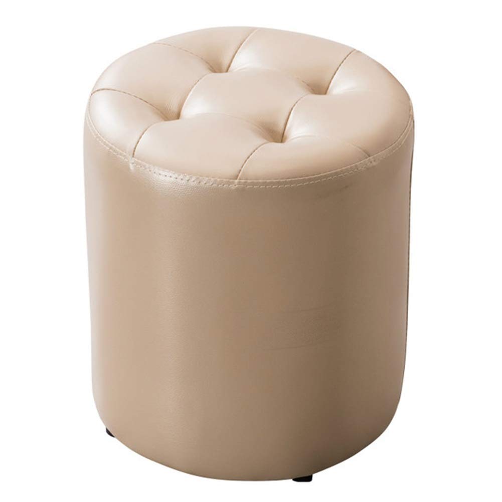 Repose-pieds en bois massif haut de gamme | Grand pouf de canapé beige 36x40 cm