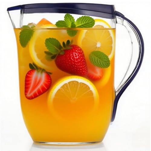 冷水筒 麦茶ポット 2L/3L 大容量 広口設計 洗いやすい 麦茶入れ 冷蔵庫サイドポケット収納 虫防止 麦茶/フルーツティー用 家庭用 お手入れ簡単麦茶容器 (ダークブルー,3L)