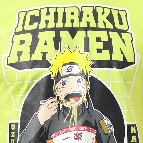 Image of Free Authority Official Naruto Shippuden:Ichiraku Ramen Anime Graphic Print Pure Cotton Green Regular Fit Tshirt for Men
