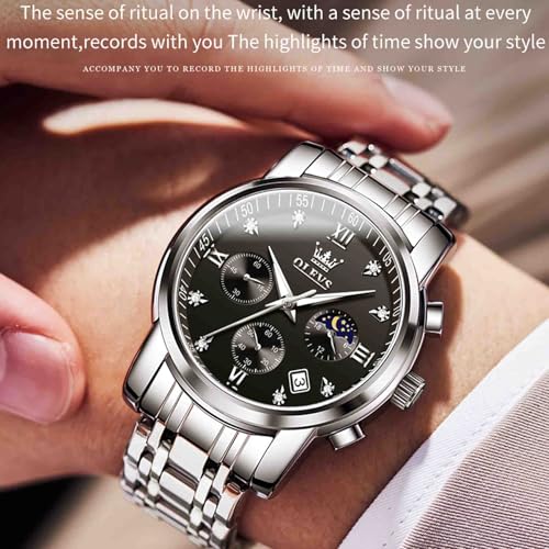 Image of OLEVS Men's Analog Watch Multi Color Business Stainless Steel Waterproof Luminous Quartz Watch Luxury Leisure Date Simulation Original Bowl Watch (In-2858- Multicolor White ?)