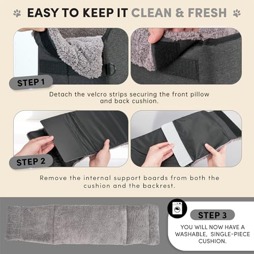 BurgeonNest Center Console Dog Car Seat for Small Pets to 11lbs, Grey - Image 4
