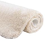etérea Microfaser Hochflor Badematte Jana - weicher & Flauschiger Badezimmer Badvorleger Badteppich – rutschfest & Ökotex 100 Zertifiziert - Größe: 60x100 cm Teppich, Farbe: Natur
