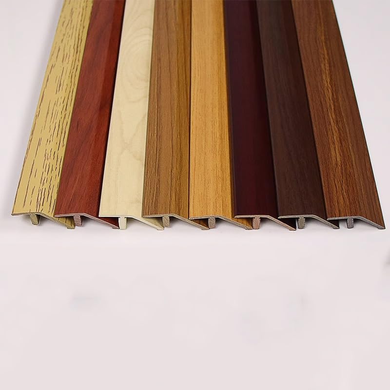 Miniatura 4 de Reductor de umbral de plástico de PVC con grano de madera de 0.394 a 0.78 pulgadas para suelos de vinilo irregulares, tira de transición de piso de
