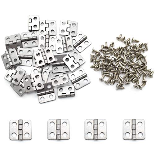 Sdtc Tech 24-Pack Mini Hinges 13X12Mm 180 Degree Rotation Antique Butt Hinge With Mounting Nails For Jewelry Box Cabinet Closet Wooden Case - Silver #TOP24
