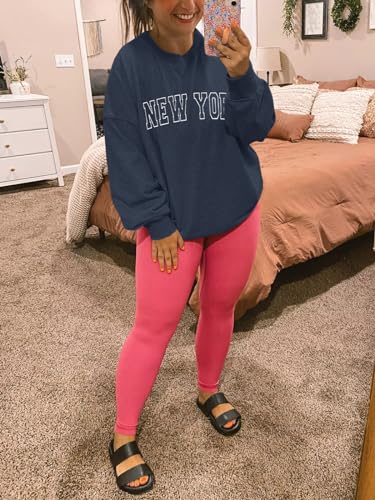 Image of Langwyqu Women's Oversized Sweatshirt Los Angeles California Crewneck Long Sleeve Casual Loose Pullover Tops