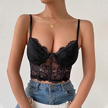Camisole Crop Top Femme En Dentelle - Col V Profond, Sans Manches, Coupe Ajustée - Haut Sexy Pour Soirée Ou Décontracté