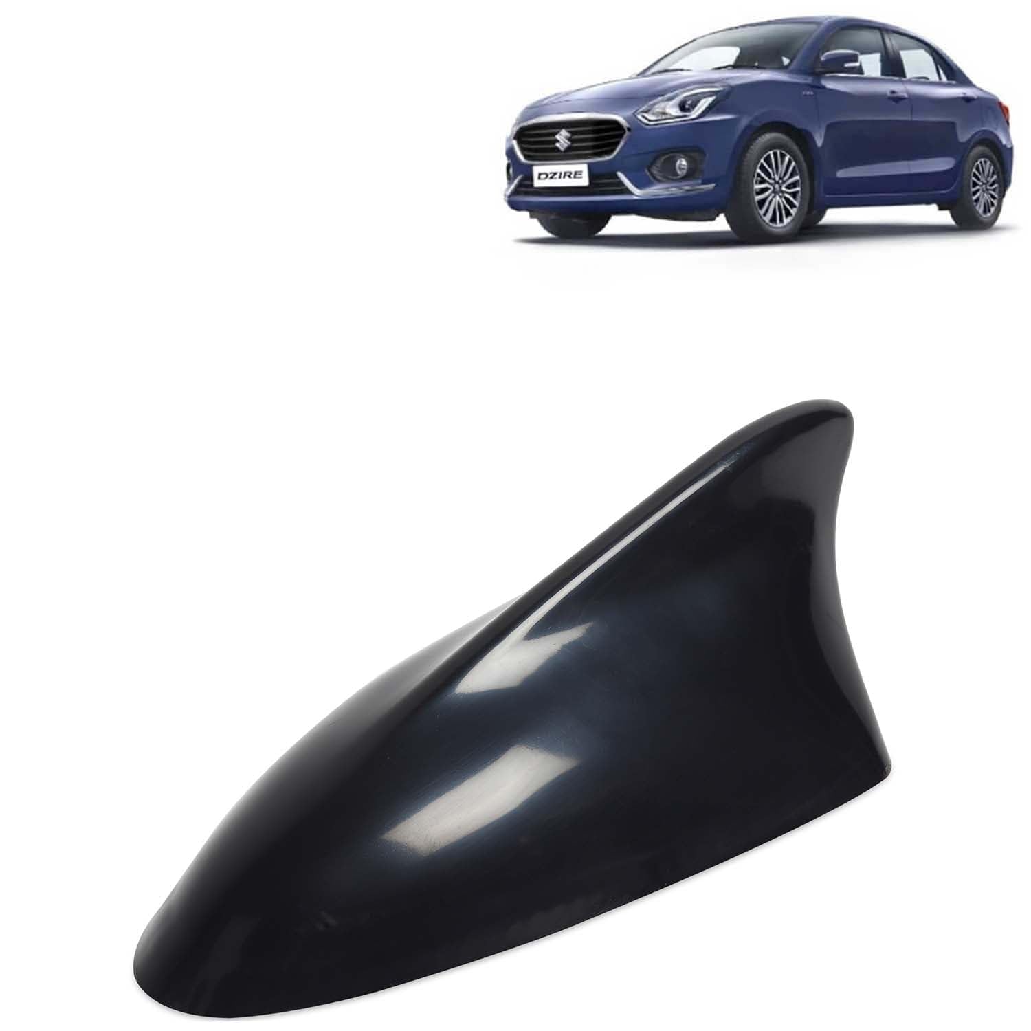 KINGSWAY Accessories Shark Fin Car Antenna Universal Size and Compatible with Maruti Suzuki Swift Dzire Year 2017 to 2019, Car Radio FM AM, DIY Easy Replacement Original Car Antenna, Black Color