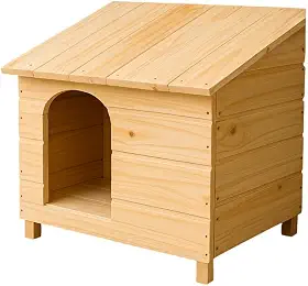 Casinha para Cachorro de Madeira Pinus Modelo Edícula Resistente com Telhado Inclinado Fácil Montagem(Casa N1)