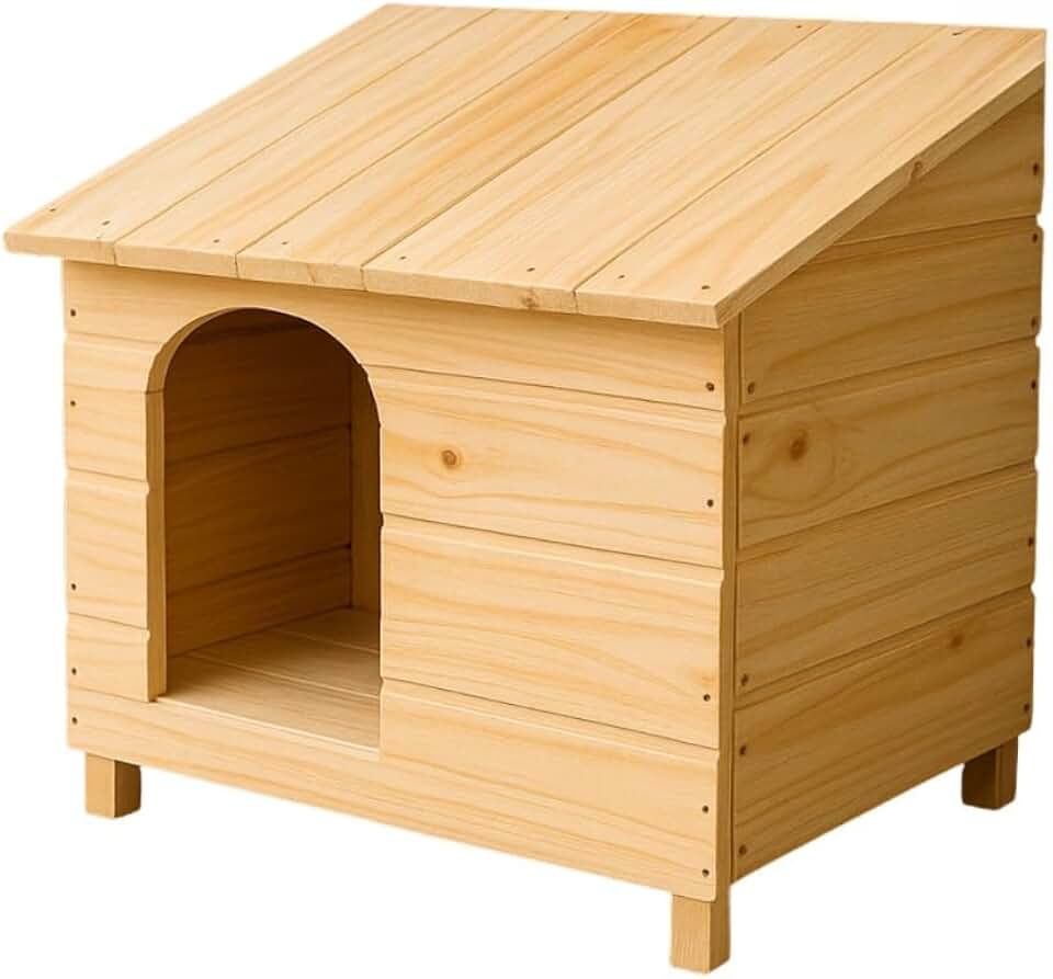 Casinha para Cachorro de Madeira Pinus Modelo Edícula Resistente com Telhado Inclinado Fácil Montagem(Casa N1)