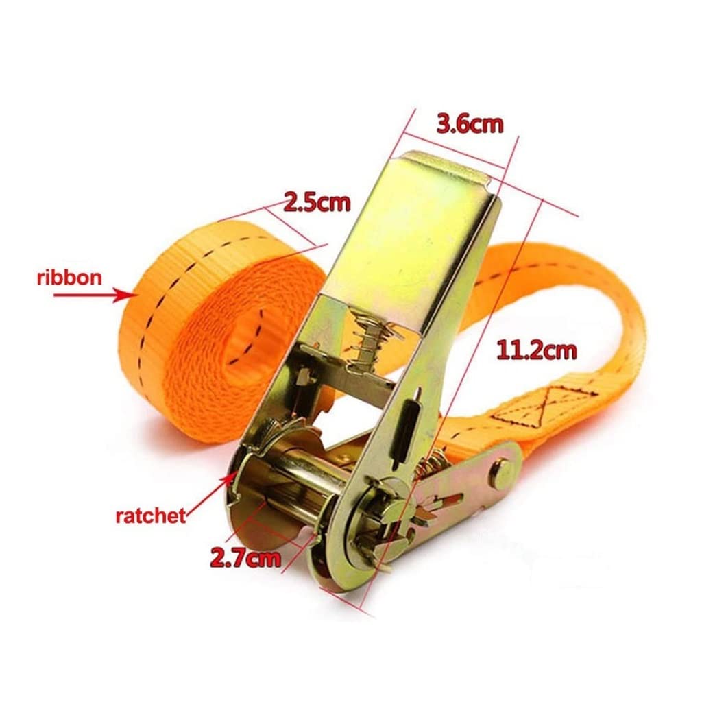 Cinghie di ancoraggio a cricchetto 4 set 1 pollice di larghezza Tirare di sicurezza 800 kg Cinghie di tensionamento Cinghie di ancoraggio per apparecchi in movimento, attrezzature per prato, motocic