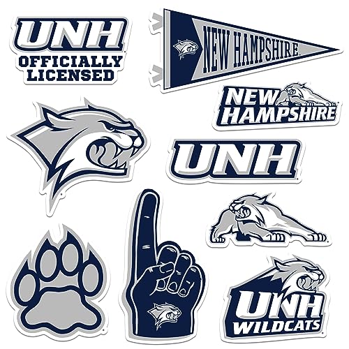 Image of University of New Hampshire 8ct Vinyl Large Deluxe Stickers Variety Pack - Laptop, Water Bottle, Scrapbooking, Tablet, Skateboard, Indoor /Outdoor - Set of 8