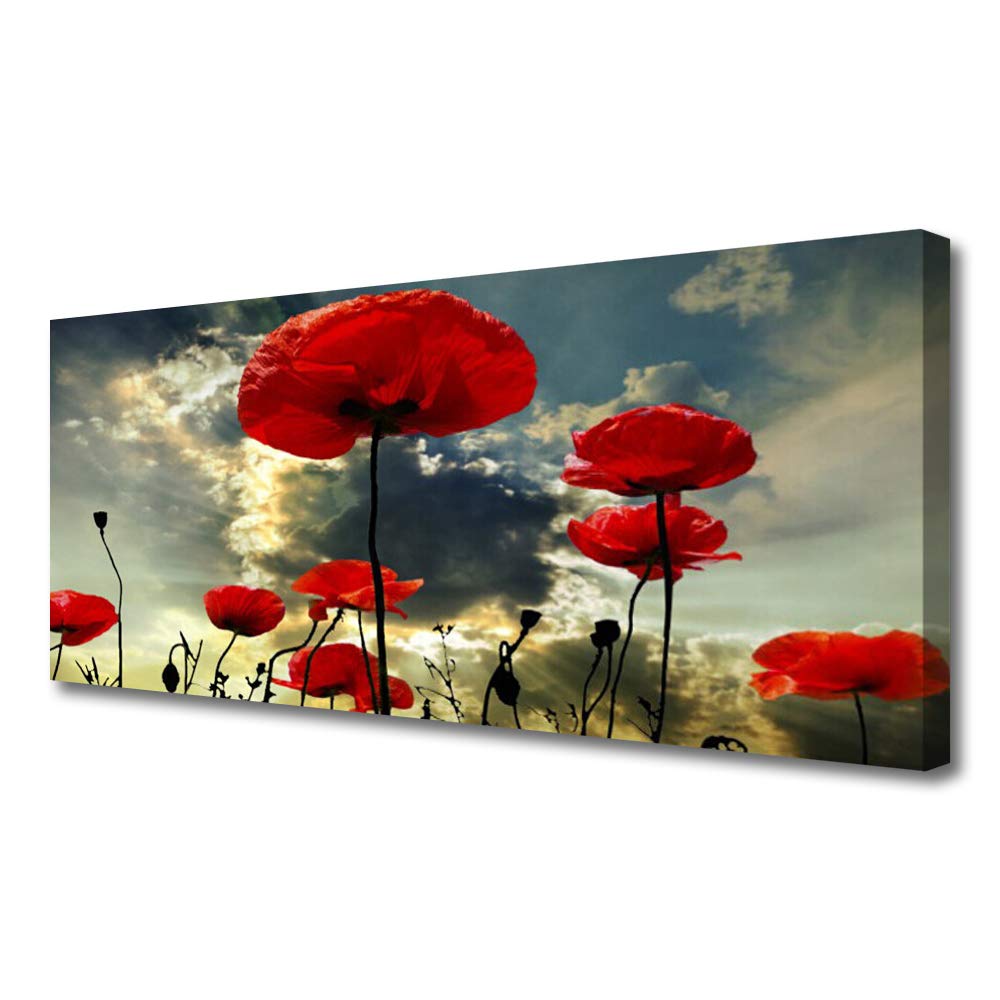 Tableau moderne design coquelicots floral Tulup 125x50cm grande taille