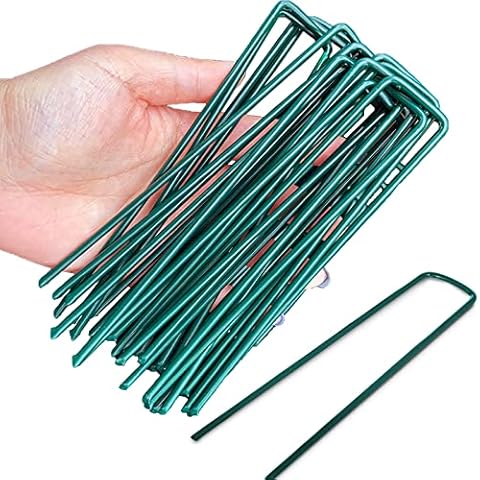 Garden Pegs, 10 Pack U-Shaped Artificial Grass Pins,6''/150mm Green Artificial Grass Stakes Garden Spikes Grass Pegs For Artificial Grass Weed Fabric Landscape Netting Ground Sheets Fleece (10 Pack) Cover