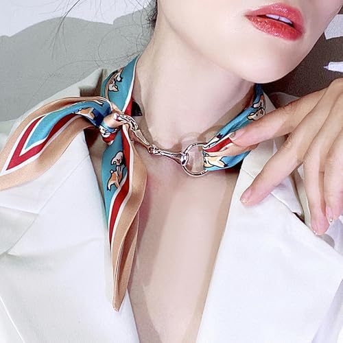 2pcs Silk Scarf Clasp Small Square Scarf Clasp Simple and Elegant Horsebit Clasp (Multiple Ways to Wear)4