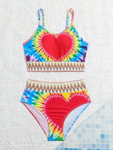 Image of WDIRARA Girl's 2 Pieces Swimwear Graphic All Over Printed Cami Tops and Panty Bikini Sets