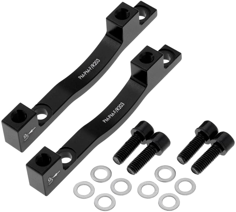 U/ D Black Bike Bicycle Cycling Disc Brake Mount Adaptor For 203Mm Front Caliper Pm-Pm-F/R203 1Pair (Black)