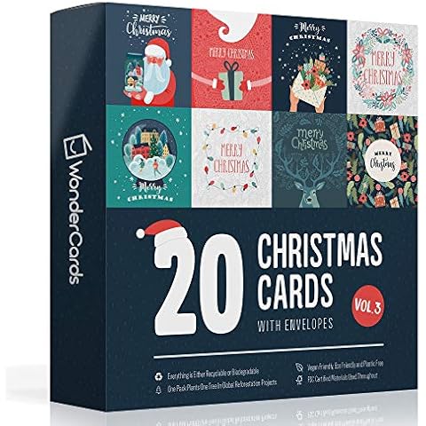 Charity Christmas Cards 2022 Pack of 20 | Eco Friendly | Plastic Free | Made in The UK | Pack of Christmas Cards Cover