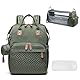 SONARIN Multifunktional Baby Wickelrucksack Wickeltasche mit Faltbarem Babybett,Tragbare Wasserdicht Wickeltasche Rucksack Kinderwagentasche mit Matte,Schnullertasche & USB-Anschluss(Armeegrün)