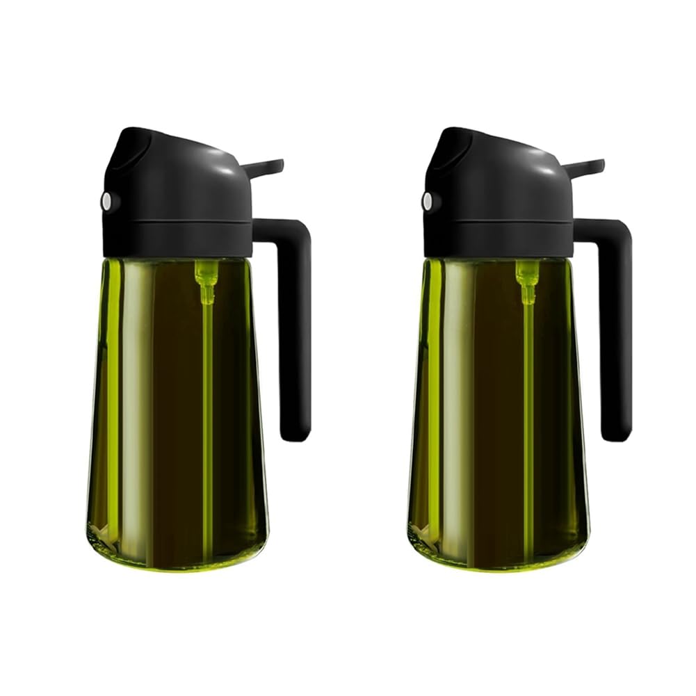 CTRLZS Green Glass Oil Sprayer for Cooking, Dual-Function Olive Oil Distributor, Food Grade, Barbecue Safe.