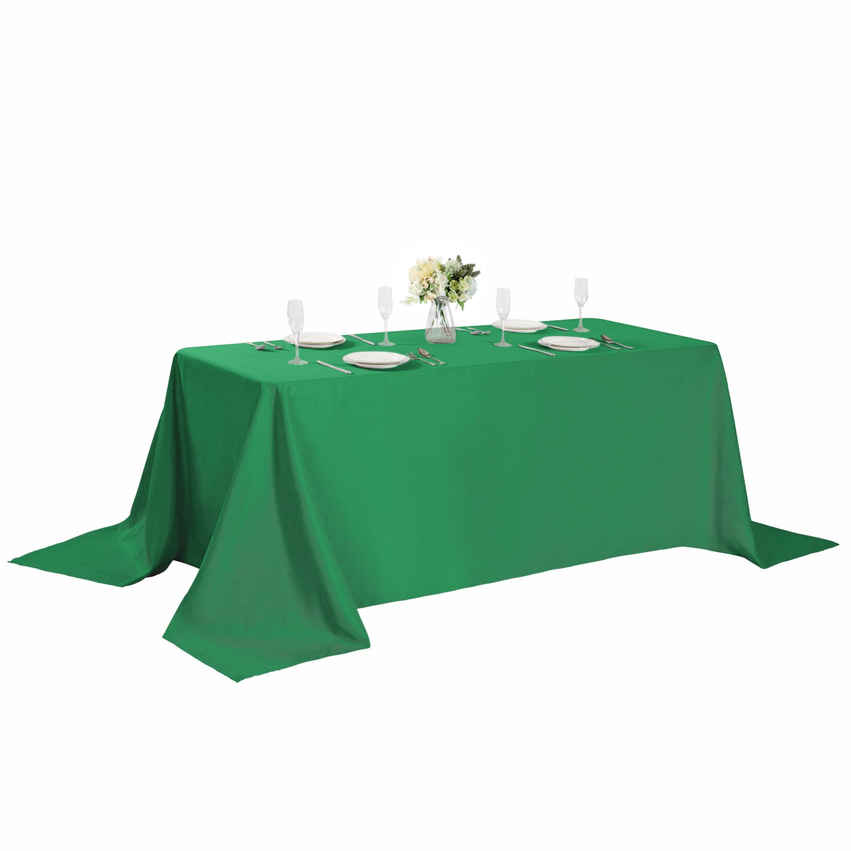Cupuamon Rectangle Tablecloth 90x132 inch Washable Polyester Fabric Table Cloth for Wedding Party Dining Banquet Decoration（90x132, Emerald）
