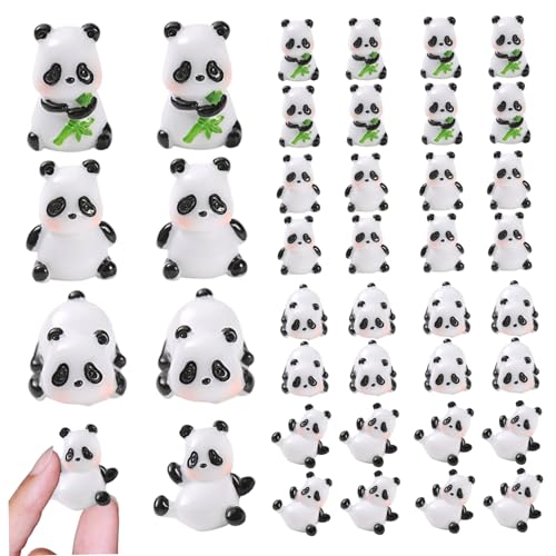 ptumcial Mini Figurines de Panda (Lot de 40) adorables Figurines en résine pour projets scientifiques décorations gâteaux et créations Artisanales (bonsaï...