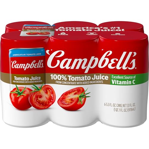 Campbell's 100% Tomato Juice, 5.5 fl oz Can (6 Pack)