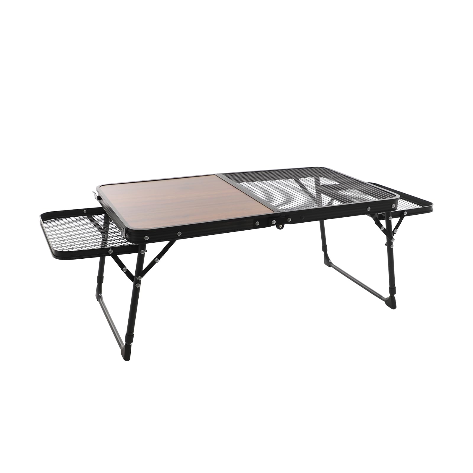 Mesas de camping portátiles, 2 alturas ajustables, mesa plegable multifunción, mesa de barbacoa con placa de rejilla de metal, mesa plegable de jardín, mesa auxiliar para playa, pícnic