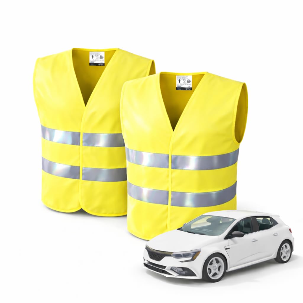 TK Gruppe Timo Klingler 2X Warnwesten ISO 20471 - Pannenweste 2026 Unfallweste Pkw Sicherheitsweste Weste Neongelb reflektierend Auto, Pkw, LKW - Autozubehör (2X Warnweste gelb)