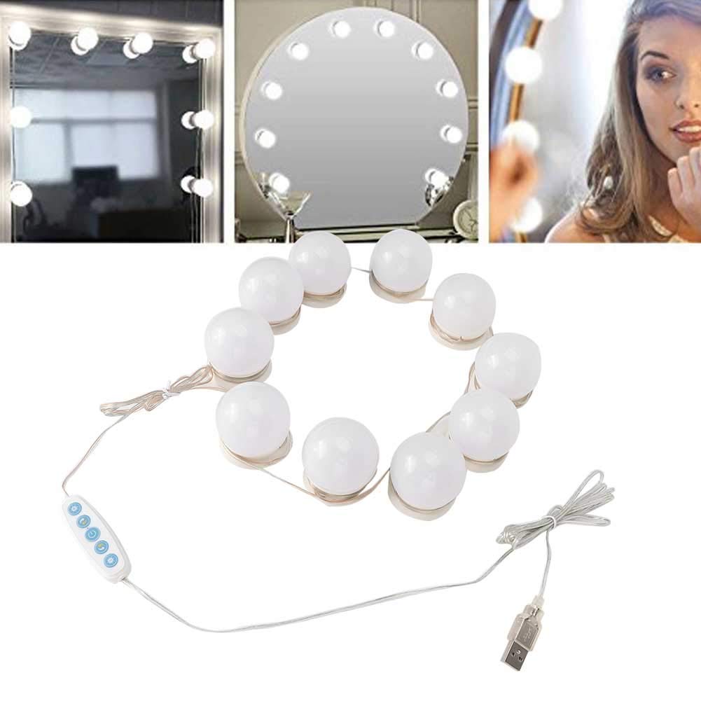 Vanity Lights,10pcs Hollywood Style LED Vanity Specchio Luci Kit USB LED 5 Colore Temperatura Lampadina per Trucco Bellezza Tavolo Tavolo Vanità Specchio
