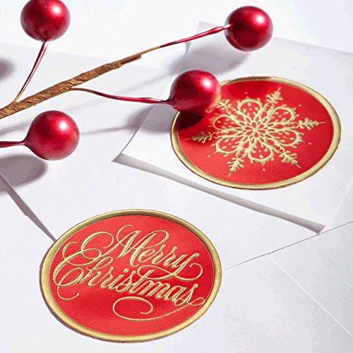 PaperDirect Blue and White Snowflake Embossed Foil Seals, 48 Count (Gold/Red) - Thumbnail 2