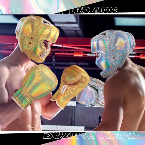 Image of Kanayu 14 Pcs Boxing Gloves and Headgear Set for Beginners Youth 16 Ounce Boxing Gloves Headgear Helmet Hand Wraps Mouth Guards Equipment for Beginners Training Equipment Gifts