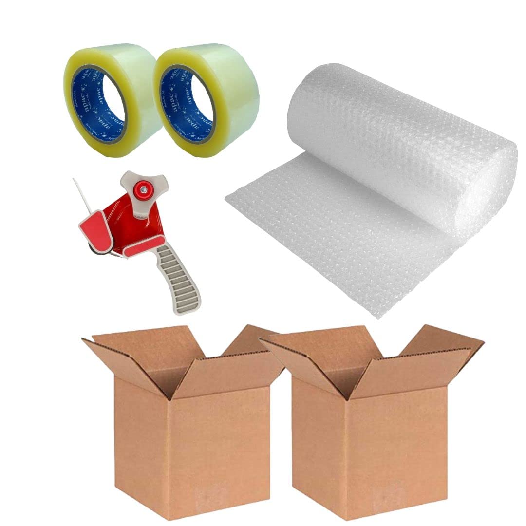 Buy Apac Jumbo Packaging Kit Bubble Wrap, Cardboard Boxes, Clear