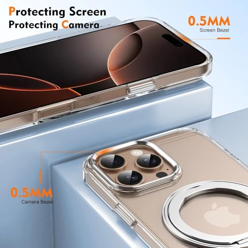 Support magnétique 360 coque iPhone 15 Pro Max transparente antichoc