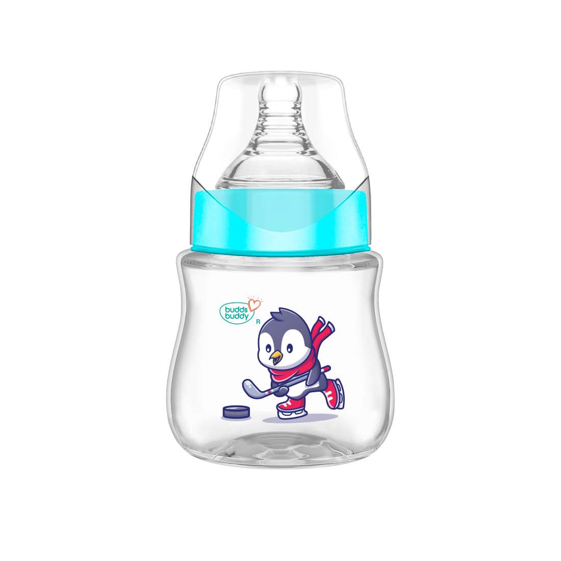 Buddsbuddy Anti-Colic Wide Neck Prius Feeding Bottle, 150ml, New Born | Infants | Toddlers Upto 3 Years | Floral | BPA Free- Corolla Blue