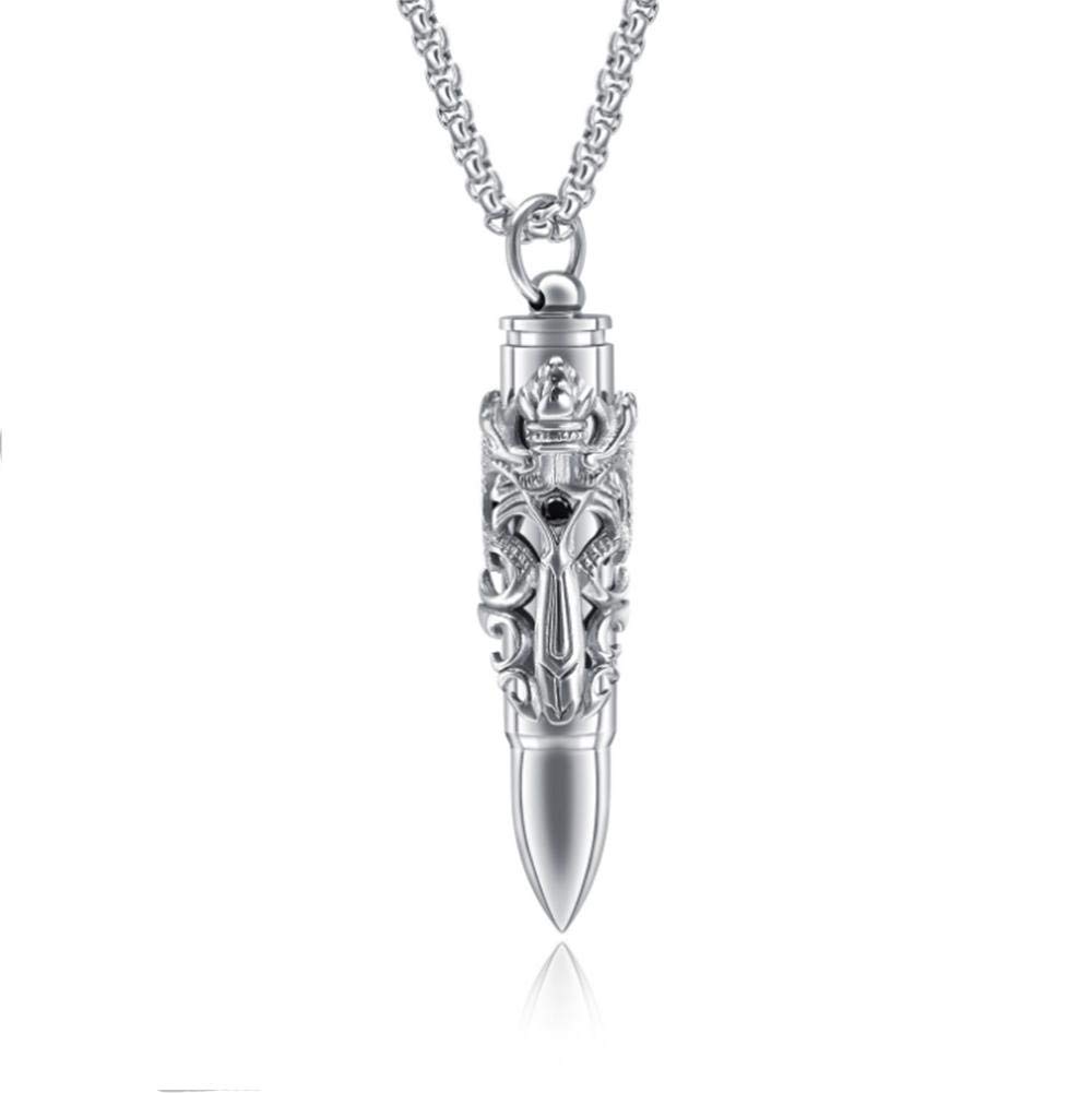Greatman Men's Double Dragon Sword Bullet Pendant Necklace