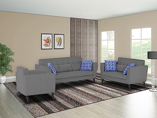 Image of Adorn India Daniel 3+2+1 6 Seater Sofa Set (Grey) (3 Year Warranty)