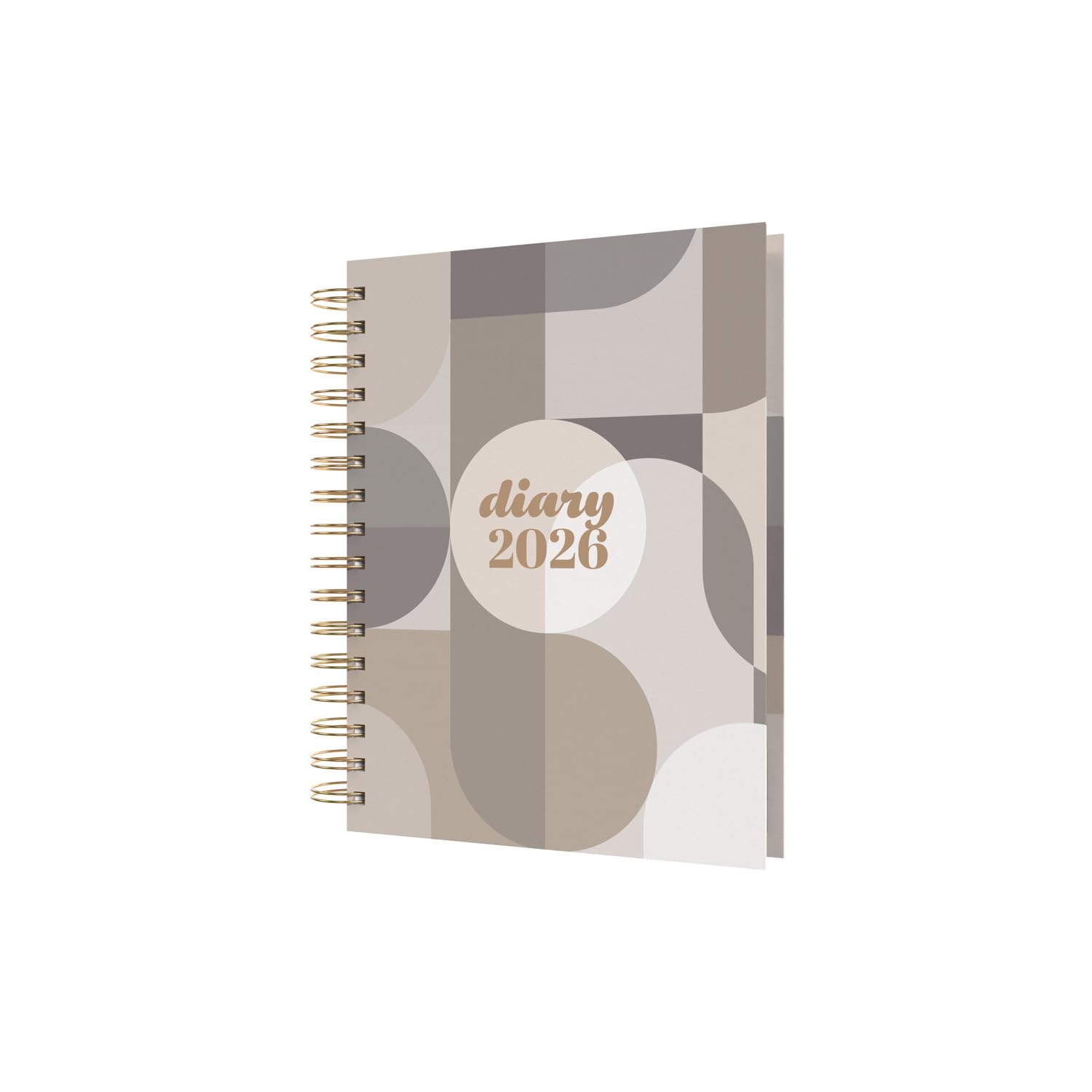 Collins - Scandi - 2026 12 Month Calendar Year Planner, Week-To-View Diary, A5 Wiro Bound Hard Cover - Geo Grey (E-PW53.GEGY-26)