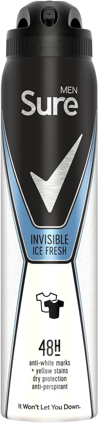 6 x Sure Men Invisible Ice Aerosol Anti-Perspirant Deodorant 250ml by Sure Men