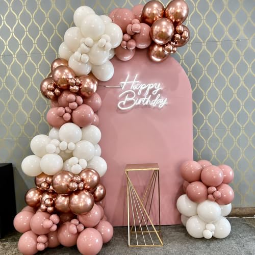 Image of Togvu Rose Gold Balloons, 50Pack 12 Inch Chrome Rose Gold Latex Party Balloons for Birthday Bridal Baby Shower Wedding Graduation Party Decorations Supplies