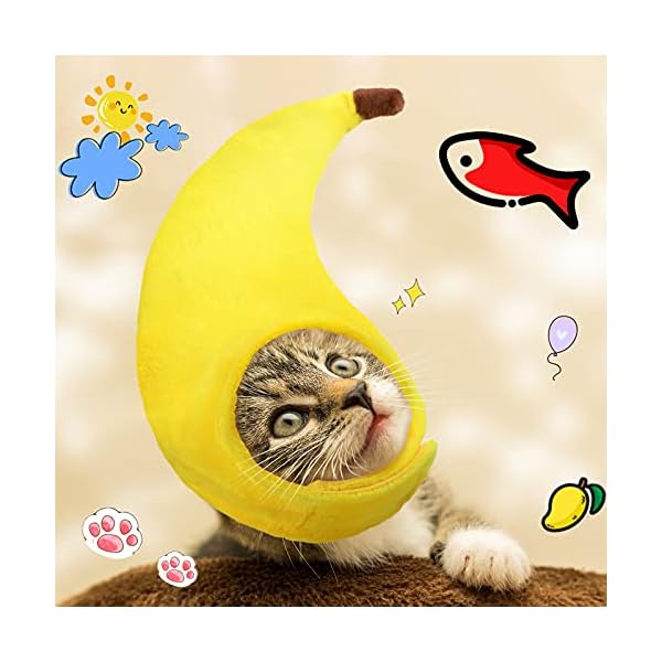 3 pieces cat hats cat halloween costume banana pineapple red fruit shaped hat soft cap adjustable accessories breathable headwear for cat kitten puppy pet festival birthday theme party photo prop - image 7
