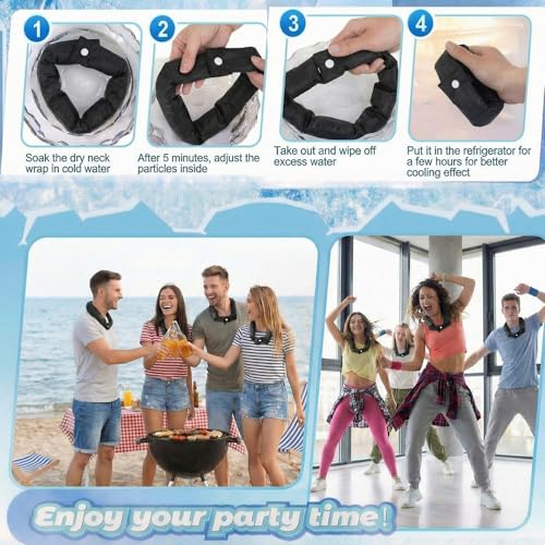 Image of Cozypower 6 Pcs Cooling Neck Wraps with Button Cooling Bandana Neck Cooler Scarf for Hot Weather Ice Neck Wrap Summer Outdoor